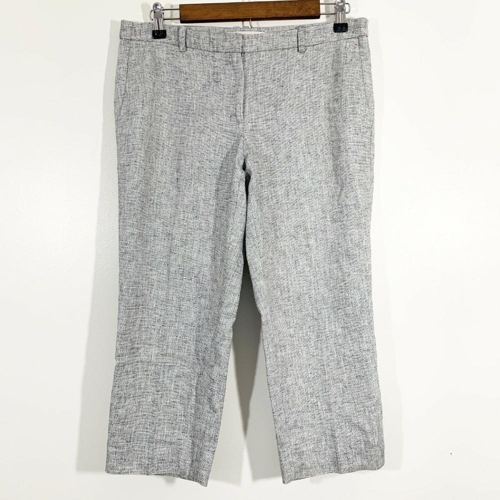 LOFT Gray Silver Metallic Linen Blend Crop Pant 6P